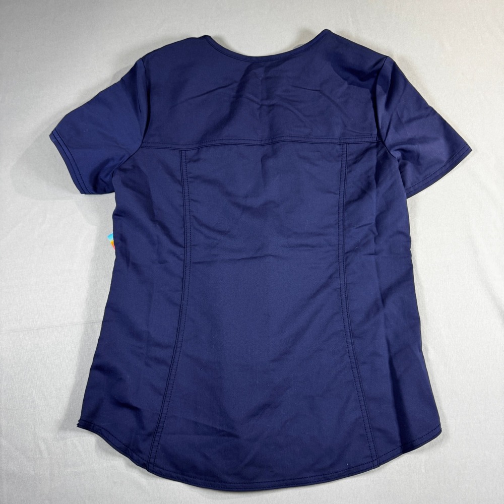 Scrubstar Ultimate Premium Scrub Top Women Small Indigo Navy Blue Mock Wrap NEW